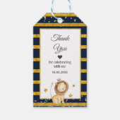 Navy Blue Gold Glitter Lion Dank je kaart Labels Cadeaulabel (Voorkant)