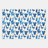 Navy Blue Gold Glitter Nursery Pattern Gift Inpakpapier Vel (Voorkant 2)