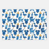Navy Blue Gold Glitter Nursery Pattern Gift Inpakpapier Vel (Voorkant)