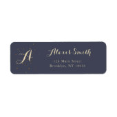 Navy Blue Gold Glitter Return Address Label (Voorkant)