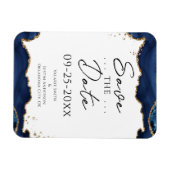 Navy Blue Gold Glitter Save the date Wedding Magneet (Horizontaal)