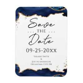 Navy Blue Gold Glitter Save the date Wedding Magneet