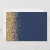 Navy Blue Gold Glitter Script Bewaar de datum Kaart (Achterkant)