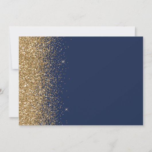 Navy Blue Gold Glitter Script Bewaar de datum Kaart (Achterkant)