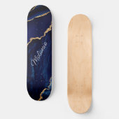 Navy Blue Gold Glitter Skateboard met aangepaste n (Voorkant)