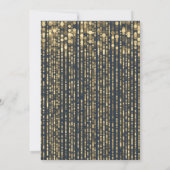 Navy Blue Gold Glitter String Light Wedding Kaart (Achterkant)