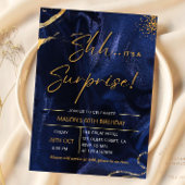 Navy Blue Gold Glitter Surprise 60e verjaardag Kaart