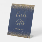 Navy Blue Gold Glitter Trouwkaarten en Geschenken Reclamebord Met Voetstuk (Voorkant)
