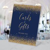 Navy Blue Gold Glitter Trouwkaarten en Geschenken Reclamebord Met Voetstuk