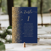 Navy Blue Gold Glitter Wedding Kaart