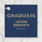 Navy Blue Gold Graduation Party Bedankjes Labels (Voorkant)