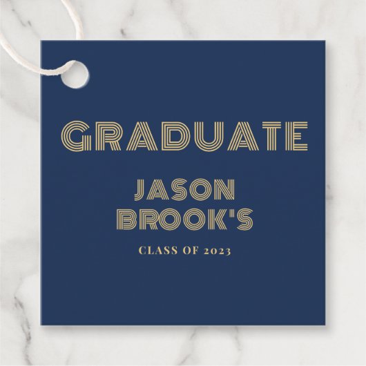 Navy Blue Gold Graduation Party Bedankjes Labels (Voorkant)