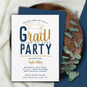 Navy Blue & Gold Graduation Party Kaart
