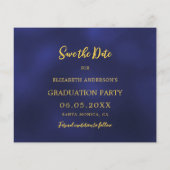 Navy blue gold Graduation Party Save the Date Flyer (Achterkant)