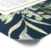Navy Blue Gold Greenery Wedding Seating Chart Poster (Hoek)