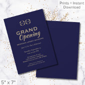 Navy Blue Gold Grote Openingsuitnodiging Kaart