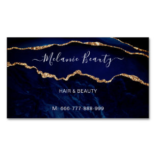 Navy Blue Gold Hair Beauty Visitekaartje Magnet Magnetisch Visitekaartje