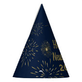 Navy Blue Gold Happy New Year Eve 2025 Party Pet Feesthoedjes (Links)