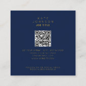 Navy Blue & Gold Hexagon Geometric QR Code Vierkante Visitekaartje (Achterkant)