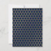 Navy Blue & Gold Hexagon Pattern Monogram Initiaal Notitiekaartje (Achterkant)