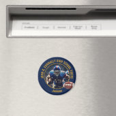 Navy Blue Gold High School Football Player Photo Magneet (Insitu (Vaatwasser))