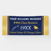 Navy Blue, Gold High School Reunion Banner Ideeën (Horizontaal)