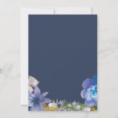 Navy Blue Gold Hydrangeas Bloemen Baby shower Kaart (Achterkant)