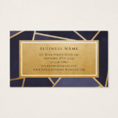 Navy Blue Gold Interior Designer Visitekaartje (Achterkant)