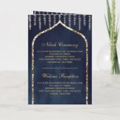 Navy Blue  Gold Islamic Arch Weddenschap (Achterkant)