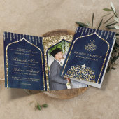 Navy Blue Gold Islamic Arch Weddenschap