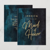 Navy Blue & Gold, je wordt mijn bruidsmeisje Kaart (Voorkant / Achterkant)