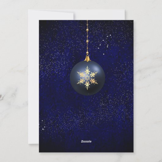 Navy Blue Gold Jewel Ornament Foto Vakantie Kaart (Achterkant)