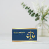 Navy Blue Gold Justice Scale advocaat Visitekaartje (Staand voorkant)