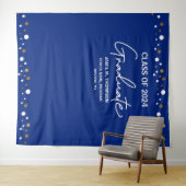 Navy Blue Gold Klasse van 2024 achtergrond afstude Wandkleed (In Situ (horizontaal))