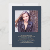 Navy Blue Gold Klasse van 2024 Foto Afstuderen (Achterkant)