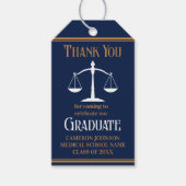Navy Blue Gold Law School Afstudeerfeest Cadeaulabel (Voorkant)