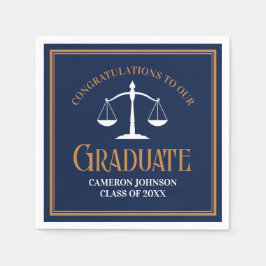 Navy Blue Gold Law School Afstudeerfeest Servet