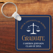 Navy Blue Gold Law School Afstuderen aandenken Sleutelhanger (Voorkant)