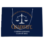 Navy Blue Gold Law School Afstuderen Advocaat Groot Cadeauzakje (Voorkant)