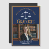 Navy Blue Gold Law School Afstuderen Fotomagneet (Voorkant / Achterkant)