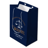 Navy Blue Gold Law School Afstuderen Medium Cadeauzakje (Voorkant Gekanteld)