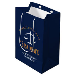 Navy Blue Gold Law School Afstuderen Medium Cadeauzakje