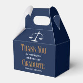 Navy Blue Gold Law School Custom Graduation Party Bedankdoosjes (Voorkant Zijde)