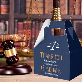 Navy Blue Gold Law School Custom Graduation Party Bedankdoosjes