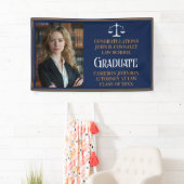 Navy Blue Gold Law School Foto Afstudeerfeest Spandoek (Insitu)