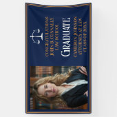 Navy Blue Gold Law School Foto Afstudeerfeest Spandoek (Verticaal)