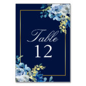 Navy Blue Gold legant Floral Wedding Table Number Kaart (Achterkant)