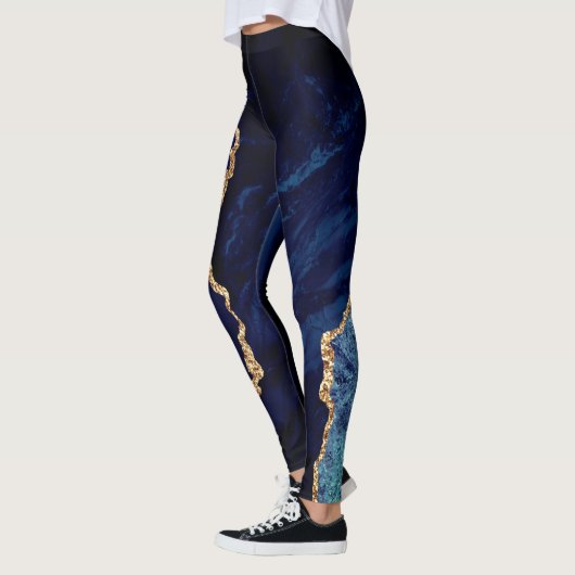 Navy Blue Gold Leggings Aangepaste letter en naam (Links)