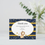 Navy Blue Gold Lion Hartelijk dank Bedankkaart (Staand voorkant)