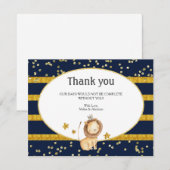 Navy Blue Gold Lion Hartelijk dank Bedankkaart (Voorkant / Achterkant)